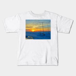 Iceboats at Dawn on Barnegat Bay, New Jersey. Kids T-Shirt